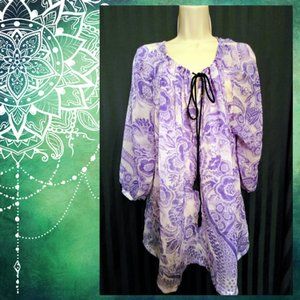 Daisy Fuentes 1XL Sheer Floral Peasant Blouse